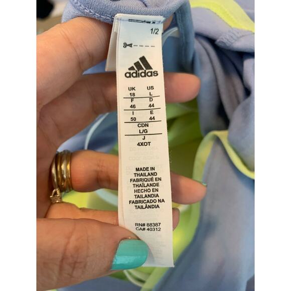 Adidas blue yellow build in bra athletic tank top size Large - Picture 3 of 7